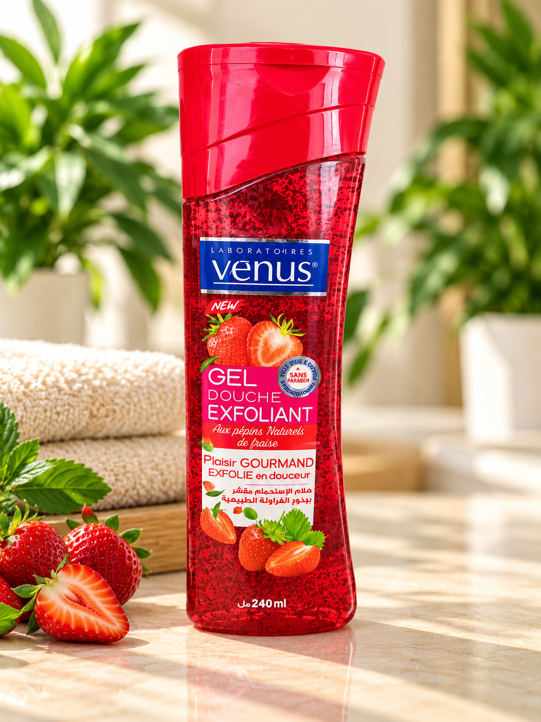 Gel douche exfoliant Vénus Fraise 240 ml