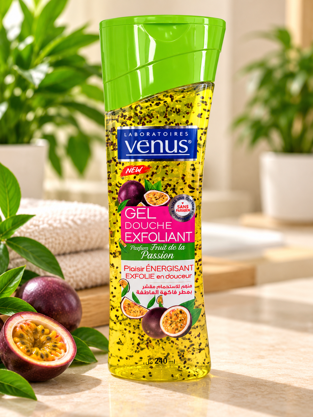 Vénus – Gel douche exfoliant Fruit de la passion – 240 ml
